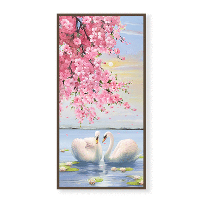 櫻花天鵝湖 | 純手繪油畫